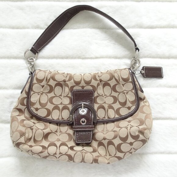 Coach Handbags - Coach Vintage Buckle Flap Soho Tan Tortoise Satchel Shoulder Bag No.F17093